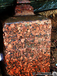 Надгробие жены статского советника А. И. Цветковой – памятник из тёмно-красного гранита. Фото В. А. Минина, 19.V.2006 года.