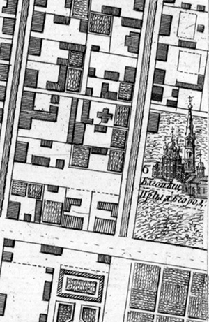 Франгмент плана Санкт-Петербурга Махаева 1753 г. РГИА.