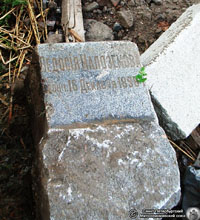 Надгробие Ф. Малоземовой – куб из красно-серого гранита. Фото В. А. Минина, 5.II.2005 года.