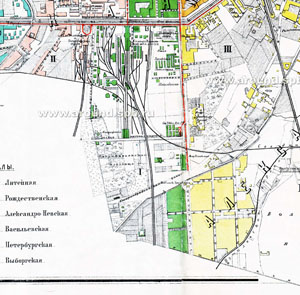 Фрагмент карты Санкт-Петербурга  1901 года
